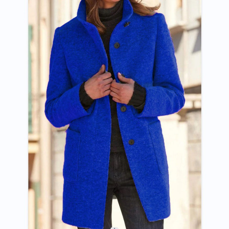 Layla™ - Women's Retro-Inspired Long-Sleeved Windbreaker with Buttons and Stand-Up Collar