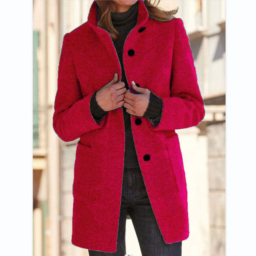 Layla™ - Women's Retro-Inspired Long-Sleeved Windbreaker with Buttons and Stand-Up Collar