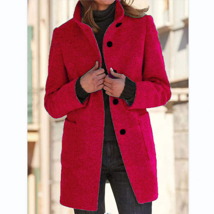 Layla™ - Women's Retro-Inspired Long-Sleeved Windbreaker with Buttons and Stand-Up Collar