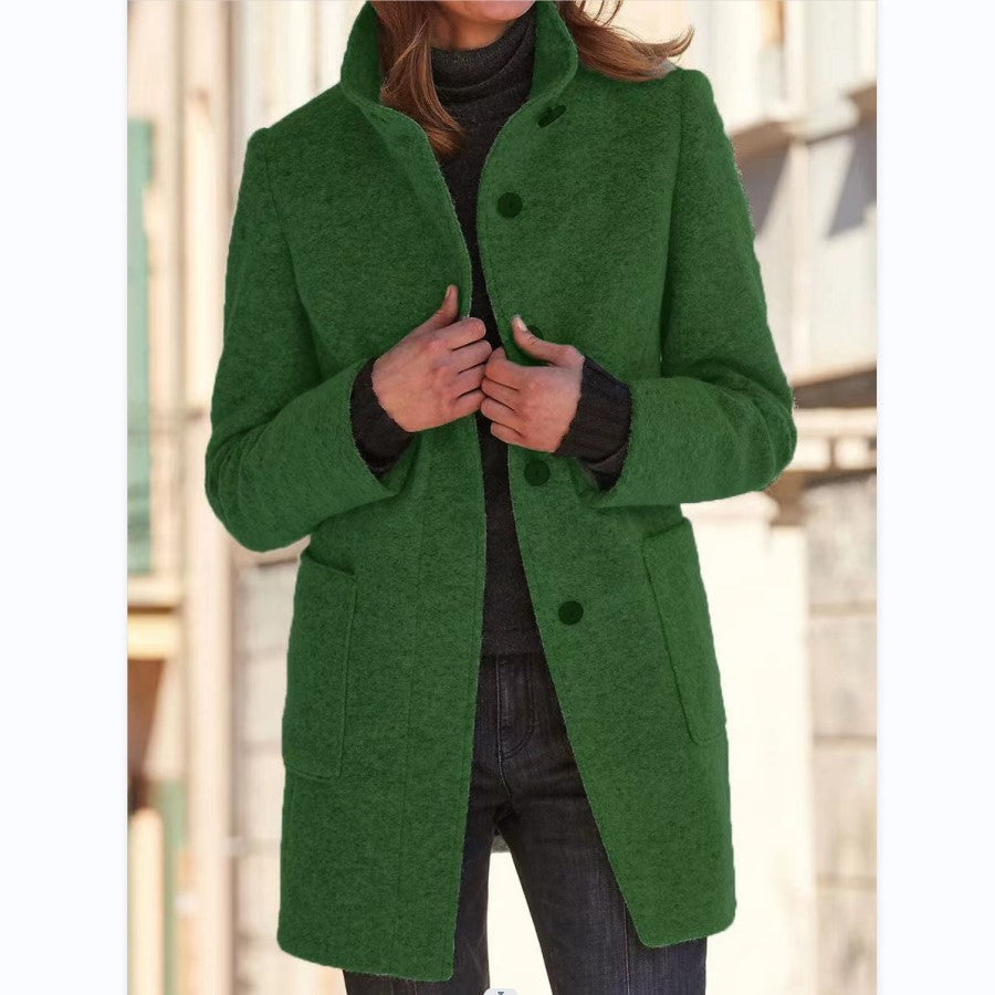 Layla™ - Women's Retro-Inspired Long-Sleeved Windbreaker with Buttons and Stand-Up Collar