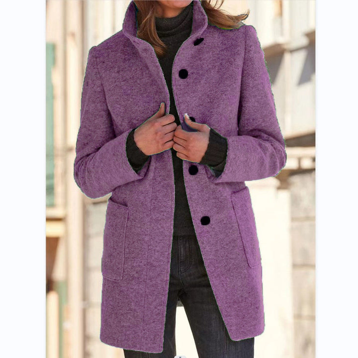 Layla™ - Women's Retro-Inspired Long-Sleeved Windbreaker with Buttons and Stand-Up Collar