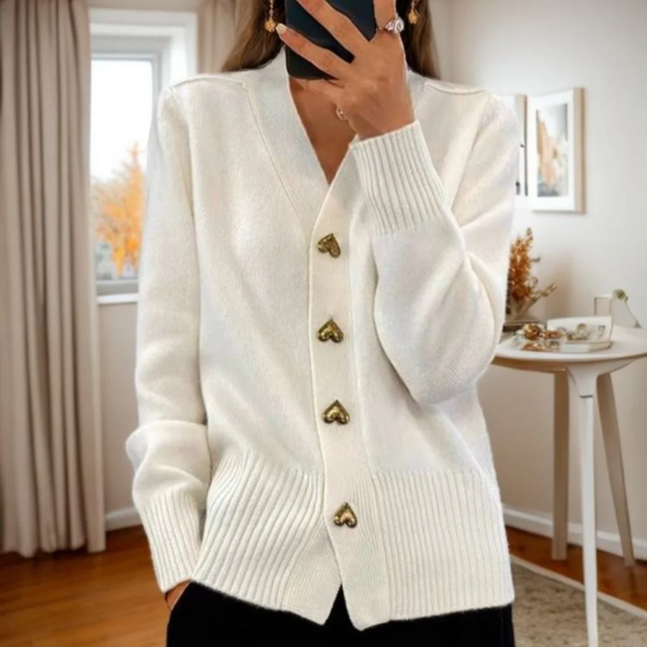 Adele – Soft Cardigan with Heart Buttons
