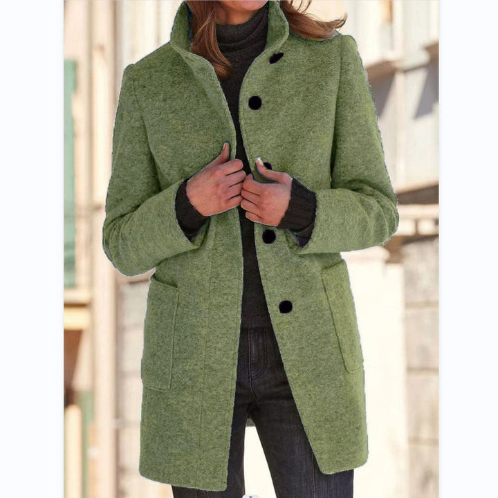 Layla™ - Women's Retro-Inspired Long-Sleeved Windbreaker with Buttons and Stand-Up Collar