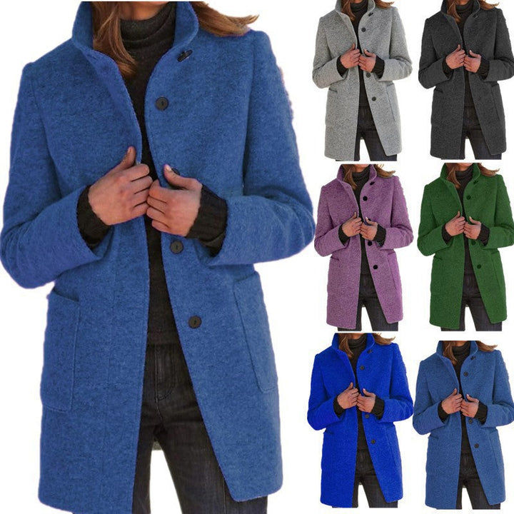 Layla™ - Women's Retro-Inspired Long-Sleeved Windbreaker with Buttons and Stand-Up Collar