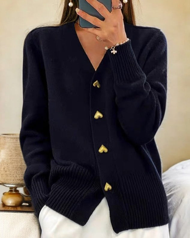 Adele – Soft Cardigan with Heart Buttons