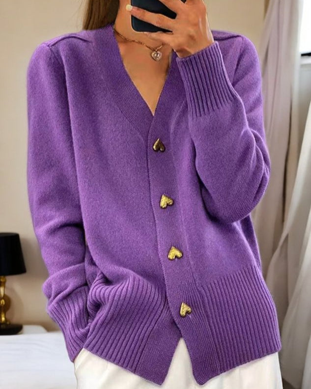 Adele – Soft Cardigan with Heart Buttons