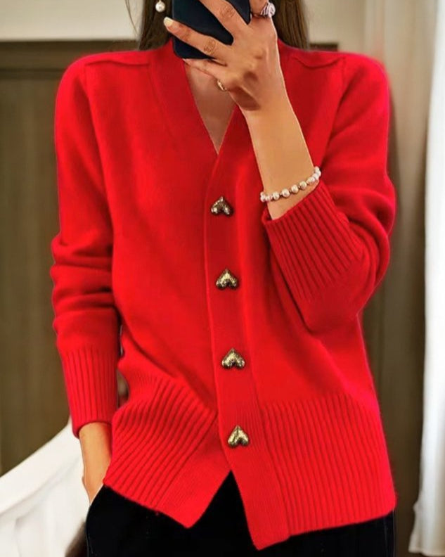 Adele – Soft Cardigan with Heart Buttons